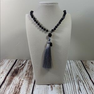 Black Spot Labradorite Gemstone Bead Handmade Beaded Mala Necklace